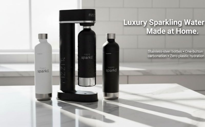 Fizz It Fizzit Spärklï Carbonated Water Soda Maker with Stainless Steel Bottle Included,Dishwasher Safe (Sparkli-Black) - Image 2